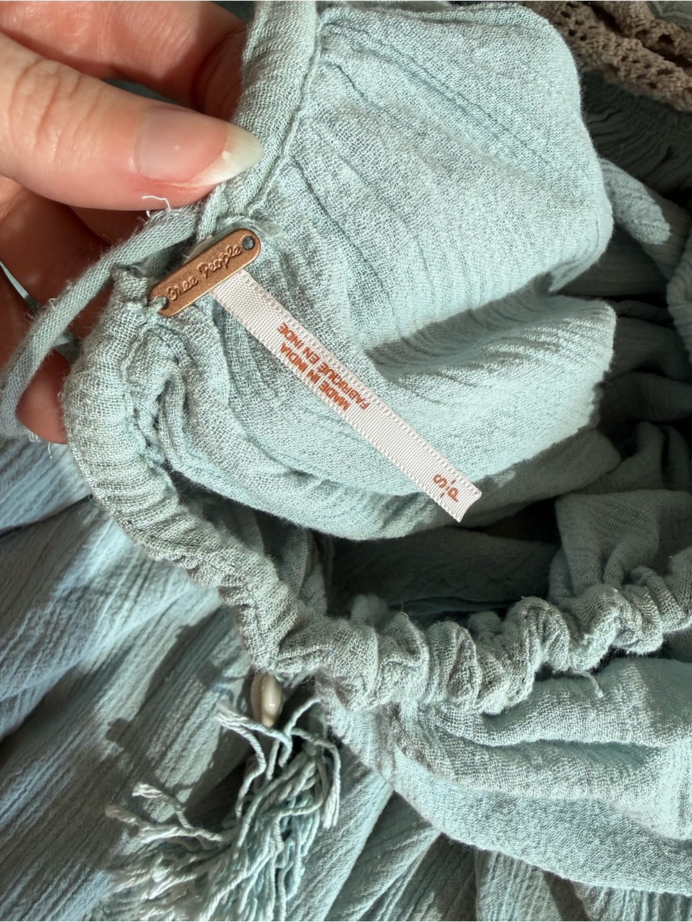 Free People Mint Green Textured Halter Dress with Tassel Detail - Picture 4 of 6